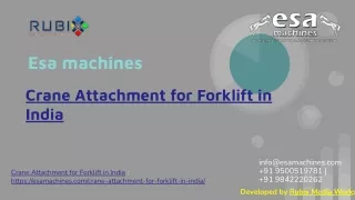 Crane Attachment for Forklift in India | esa machines | www.esamachines.com