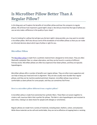 is microfiber pillow better than a regular pillow