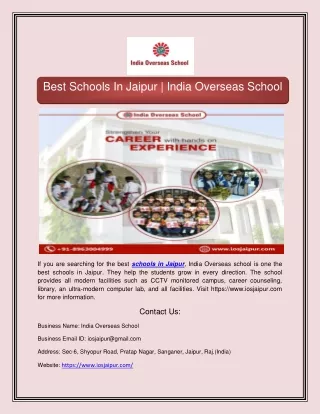 schools in Jaipur