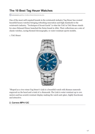 The 10 Best Tag Heuer Watches