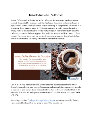 instant coffee market an overview