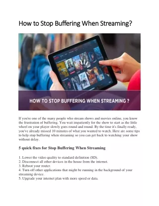 How to Stop Buffering When Streaming