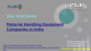 Material Handling Equipment Companies in India | esa machines | www.esamachines.
