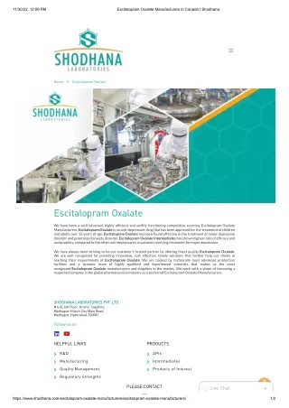 Active Pharmaceutical Ingredients and Intermediates | Shodhana