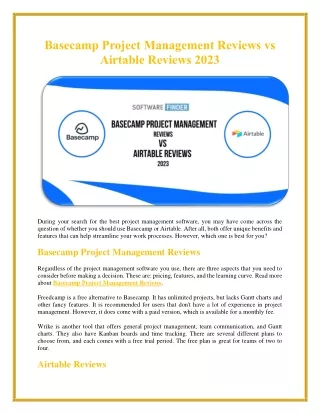 basecamp project management reviews vs airtable