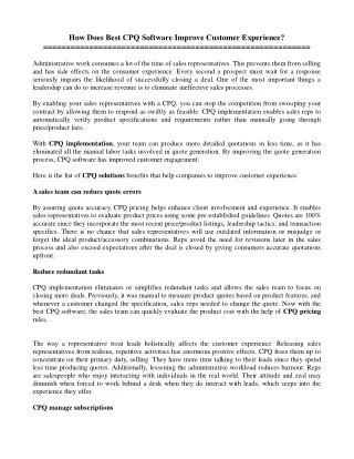 how does best cpq software improve customer