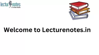 welcome to lecturenotes in
