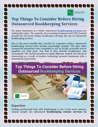 Top Things To Consider Before Hiring Outsourced Bookkeeping Services