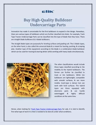 Buy High-Quality Bulldozer Undercarriage Parts