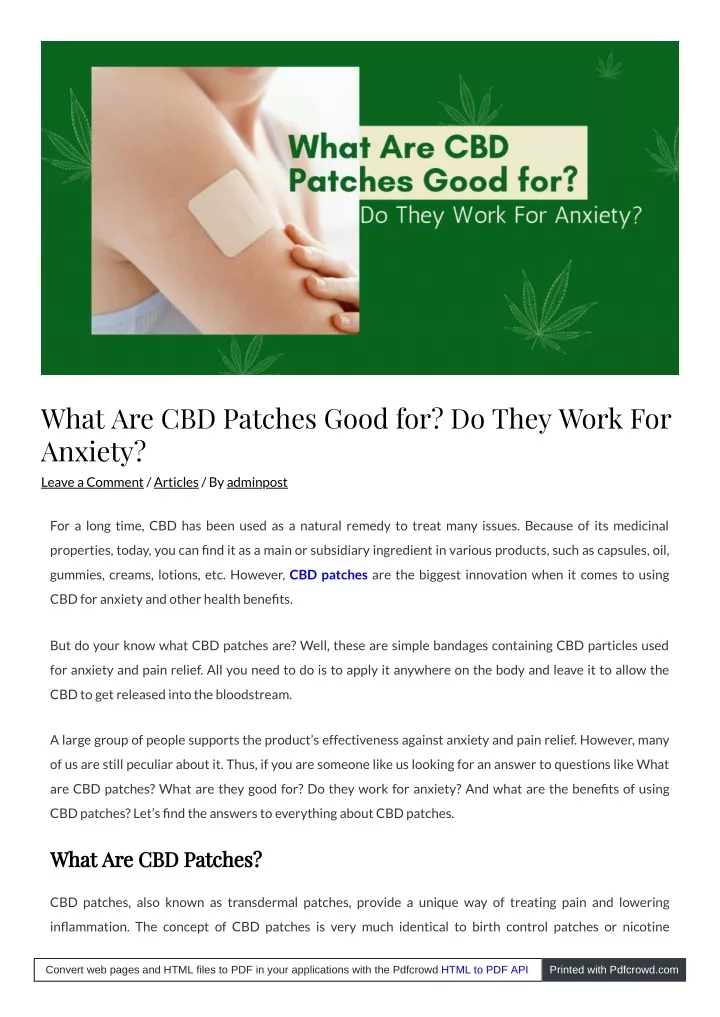 what are cbd patches good for do they work