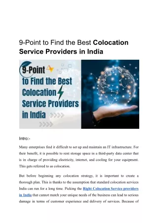 9 point to find the best colocation service
