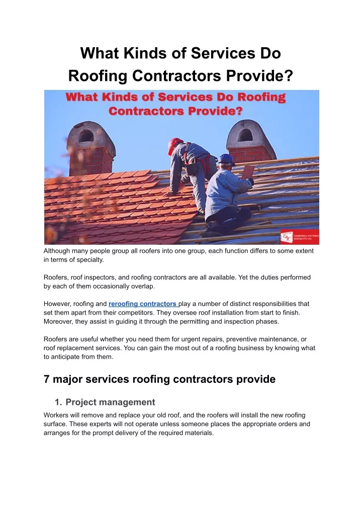 what kinds of services do roofing contractors