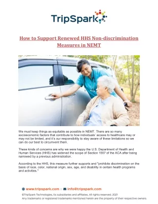 How to Support Renewed HHS Non-discrimination Measures in NEMT