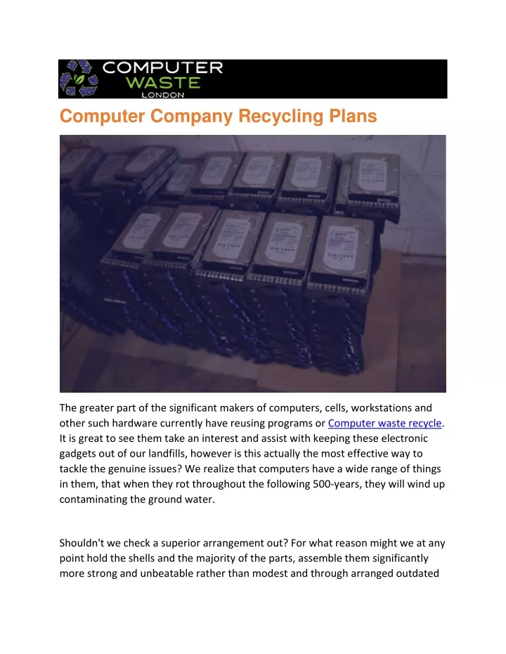 computer company recycling plans