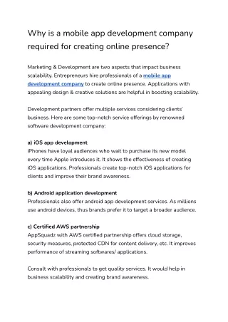why is a mobile app development company required