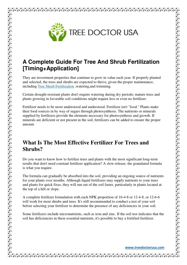 a complete guide for tree and shrub fertilization