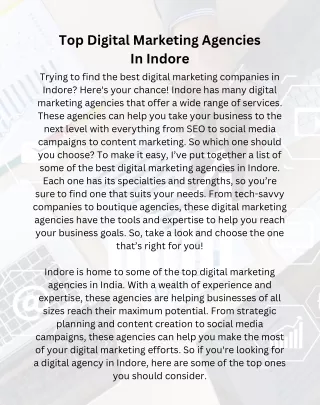 Top Digital Marketing Agencies In Indore