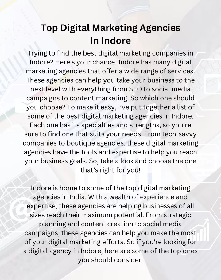 top digital marketing agencies in indore