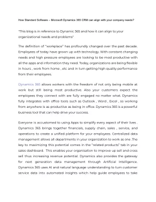 how standard software microsoft dynamics