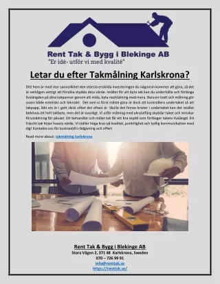 Letar du efter Takmålning Karlskrona