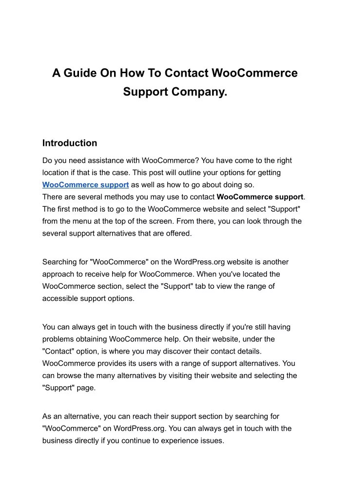 a guide on how to contact woocommerce support