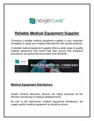 Reliable Medical Equipment Supplier - Medical Equipment Distributors