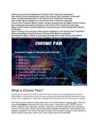 Role of Non-opioid Analgesics in the Chronic Pain Treatment Landscape