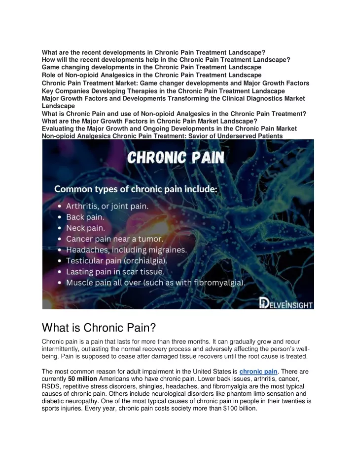 what are the recent developments in chronic pain