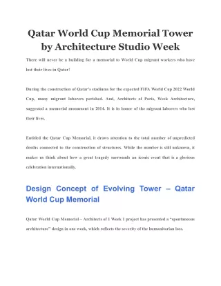 qatar world cup memorial tower by architecture