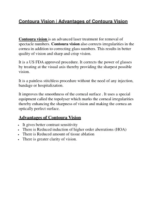 Contoura Vision | Advantages of Contoura Vision