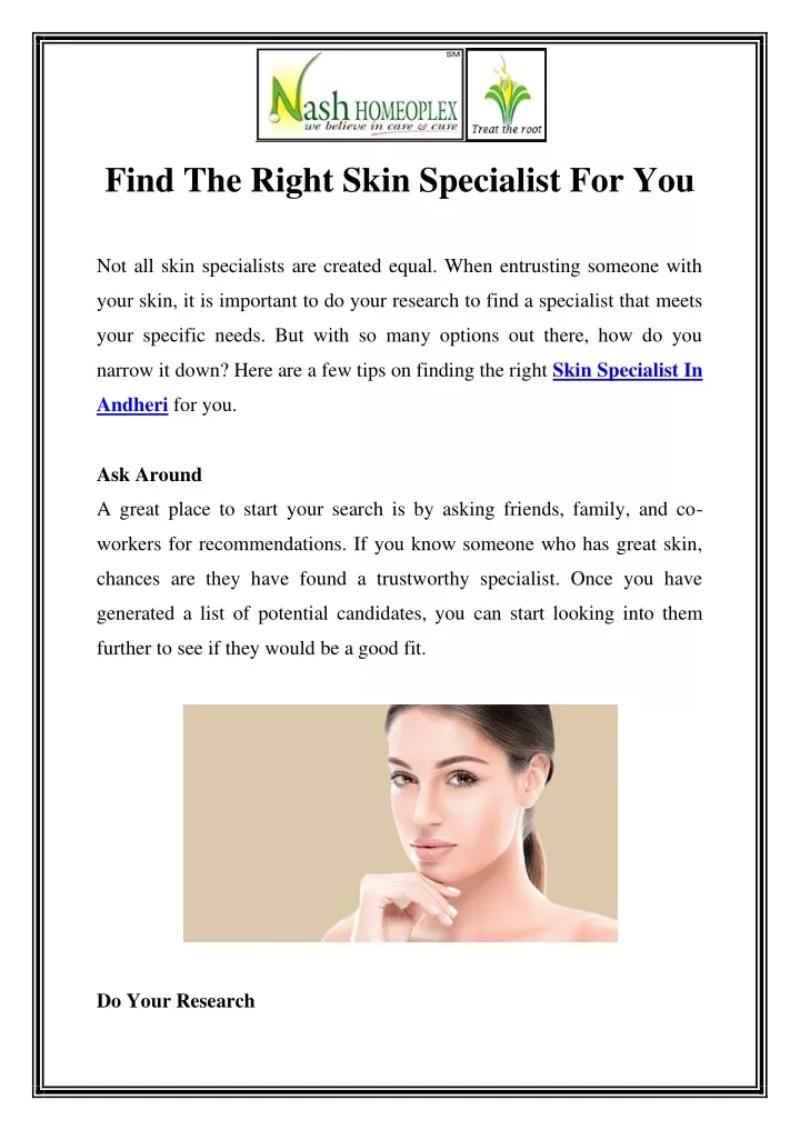 find the right skin specialist for you