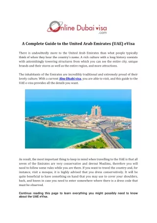 A Complete Guide to the United Arab Emirates (UAE) eVisa