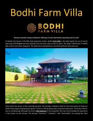 Bodhi Farm Villa - Best Luxury Farm Villas in Nashik