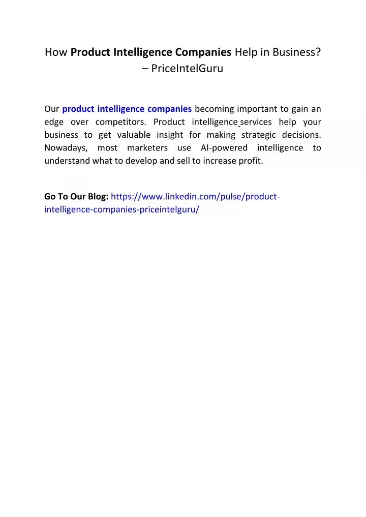 how product intelligence companies help