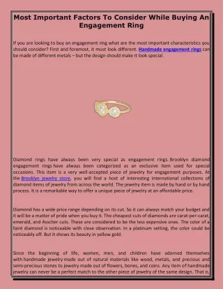 Most Important Factors To Consider While Buying An Engagement Ring