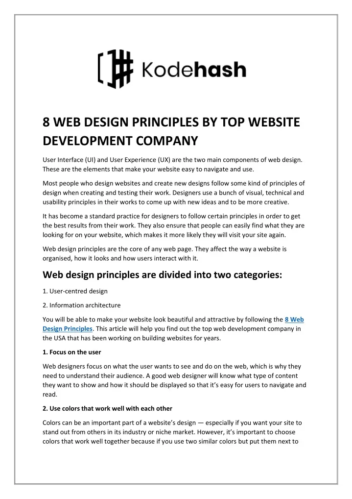 8 web design principles by top website