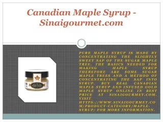 canadian maple syrup sinaigourmet com