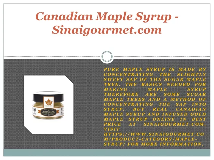 canadian maple syrup sinaigourmet com