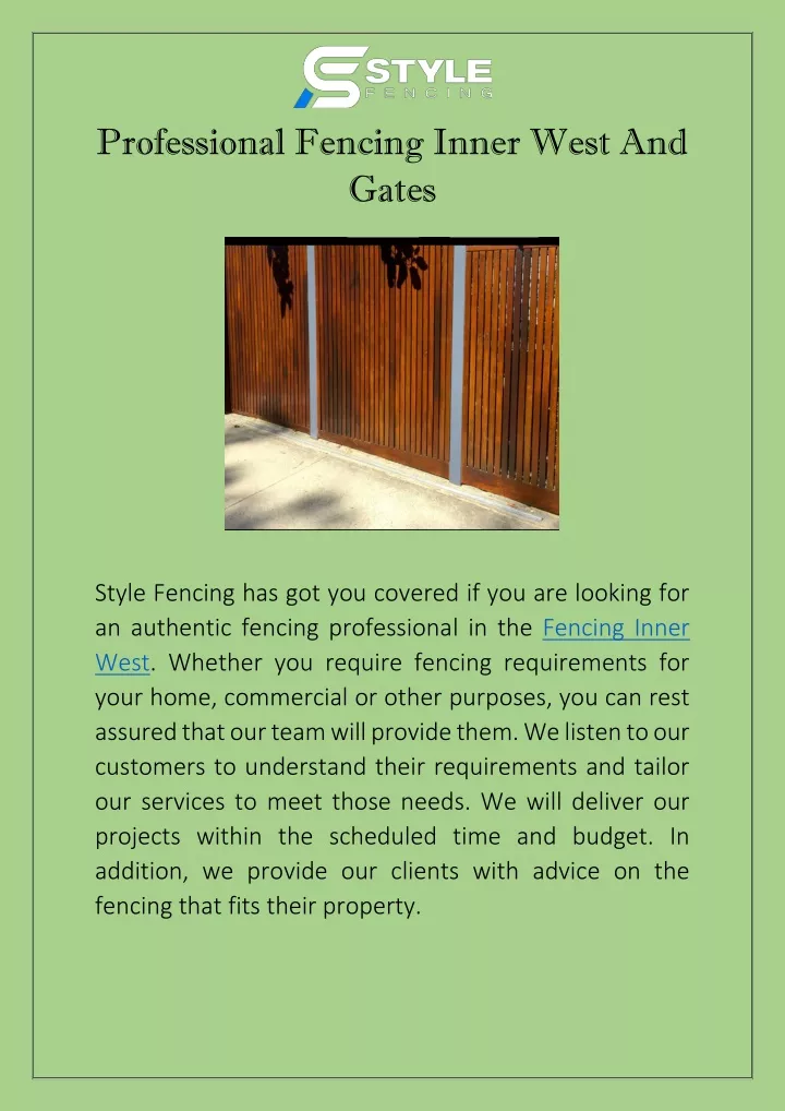 professional fencing inner west and gates