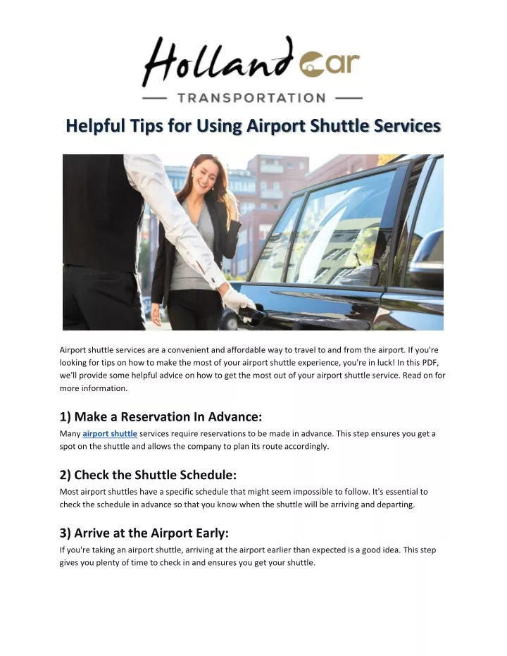 helpful tips for using airport shuttle services