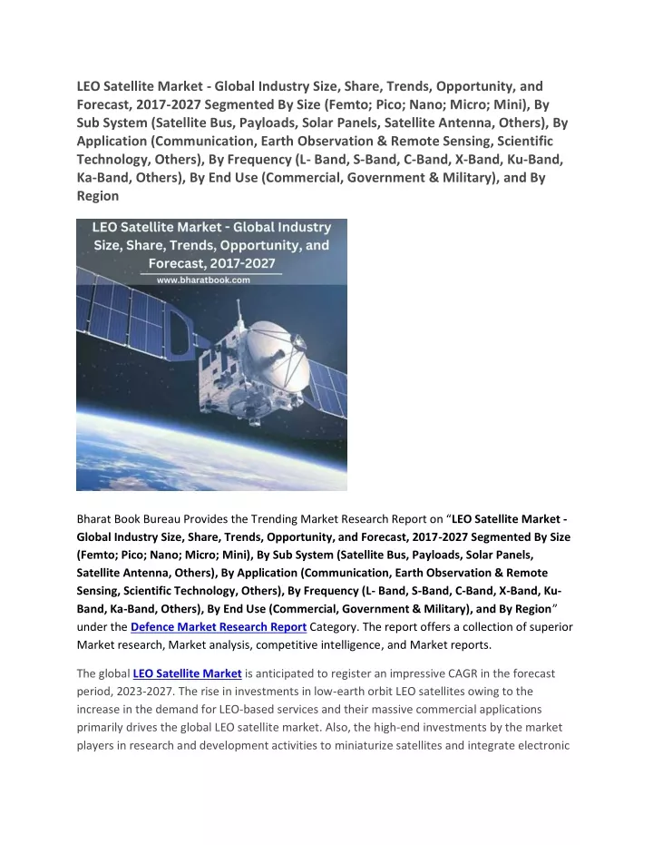 leo satellite market global industry size share