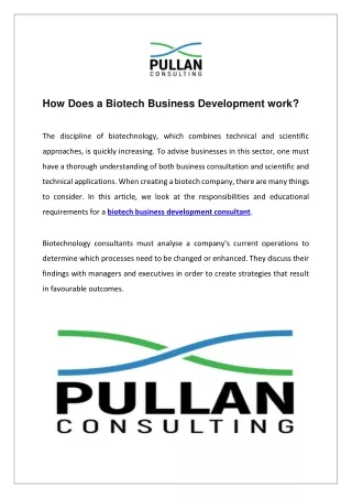 Biotech Business Development Consultant| Pullan Consulting