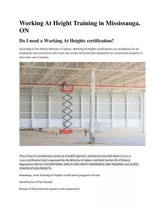 Working At Height Training in Mississauga