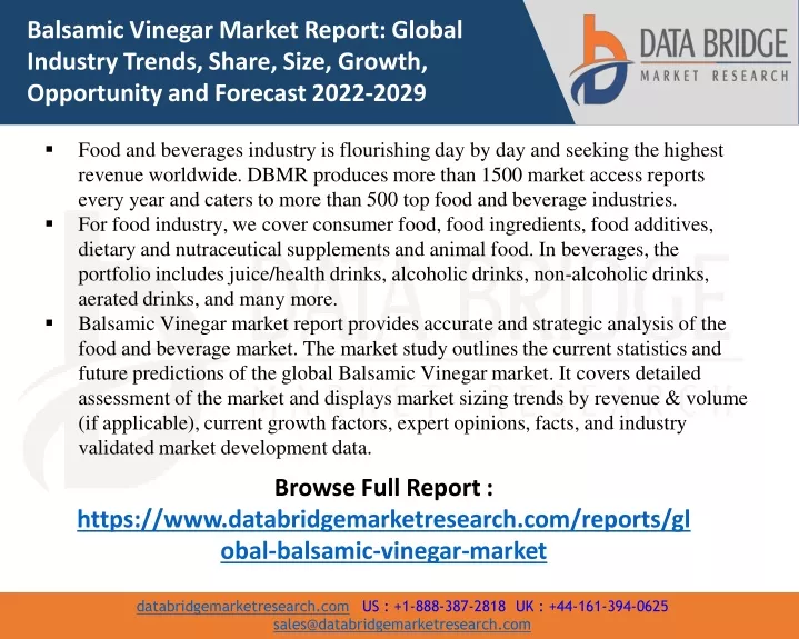 balsamic vinegar market report global industry