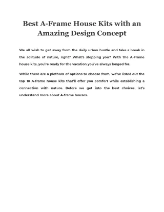 best a frame house kits with an amazing design