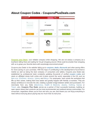 About Coupon Codes - CouponsPlusDeals.com