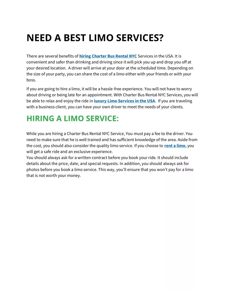 need a best limo services