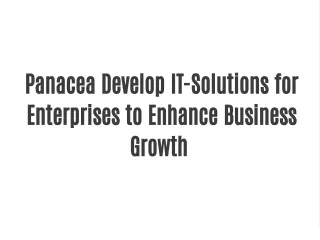 Panacea Develop IT-Solutions for Enterprises to Enhance Business Growth