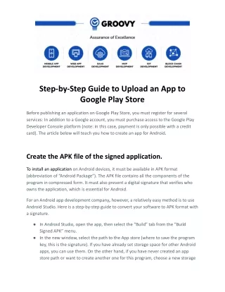 Step by Step Guide to Upload an App to Google Play Store