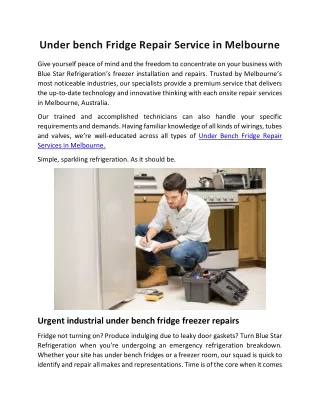 Under Bench Fridge Repair Services in Melbourne